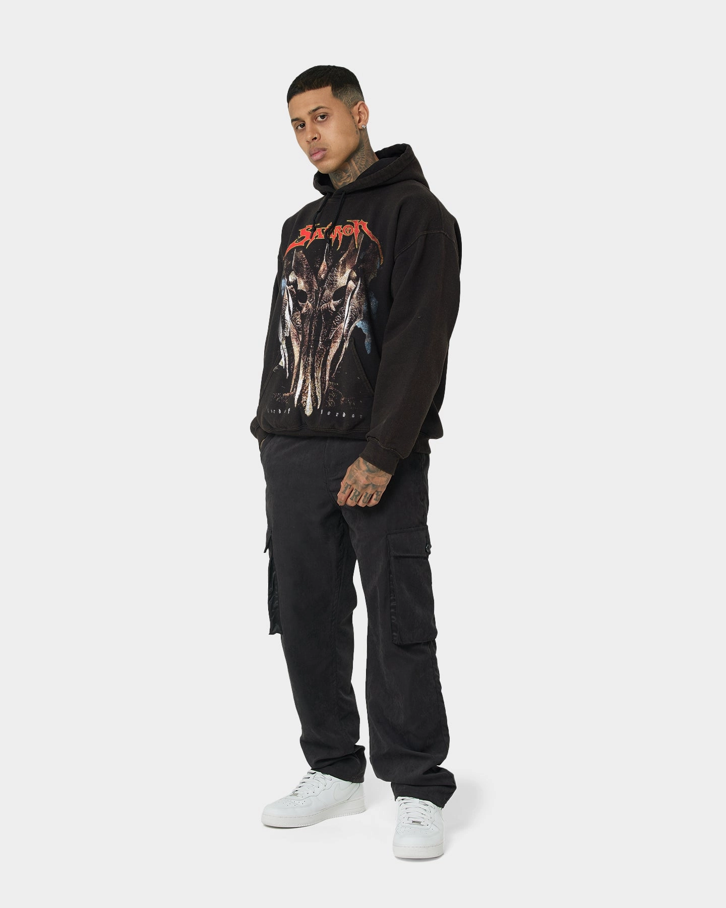 American Thrift X Lord Of The Rings Sauron Vintage Hoodie Washed Black