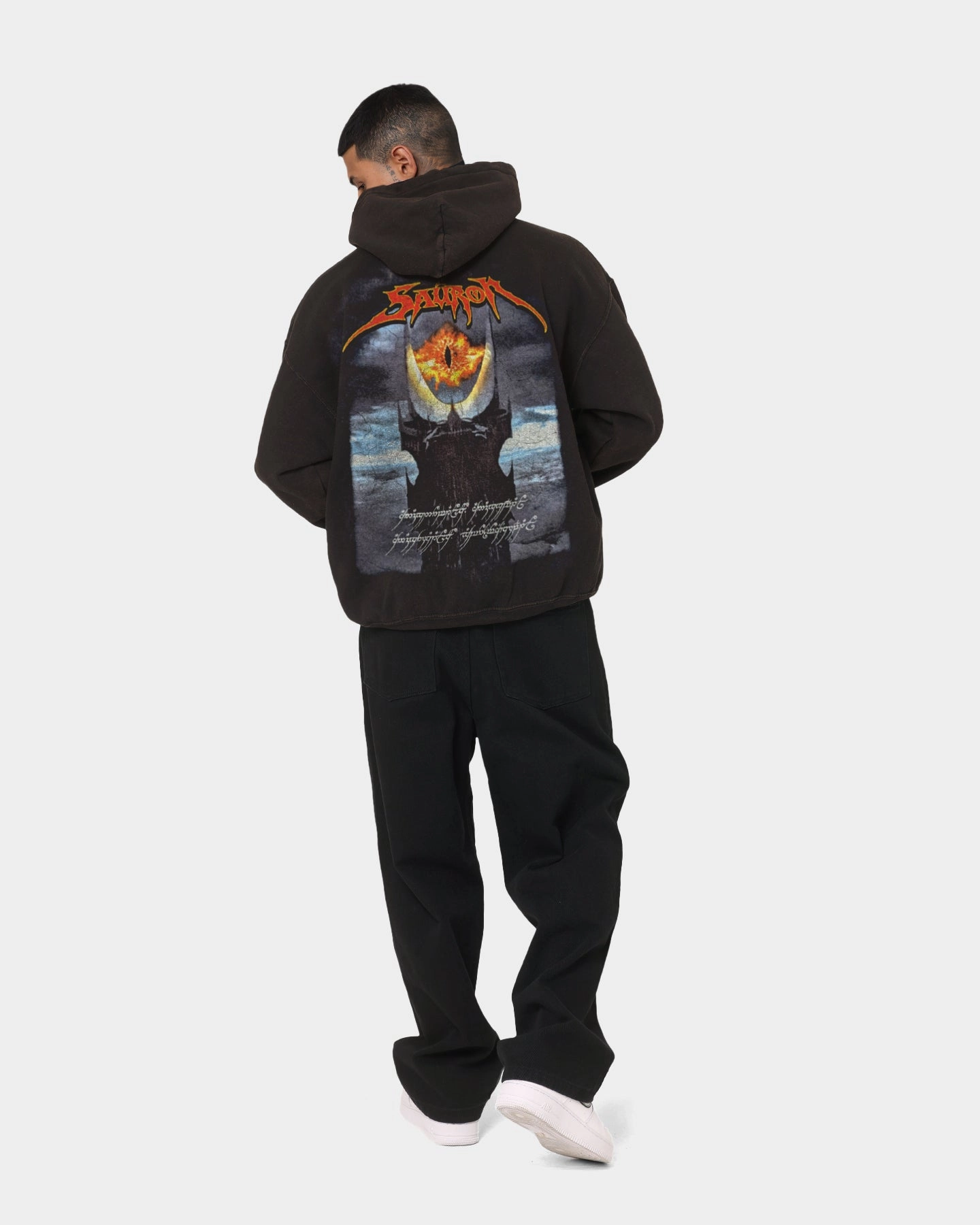American Thrift X Lord Of The Rings Sauron Vintage Hoodie Washed Black