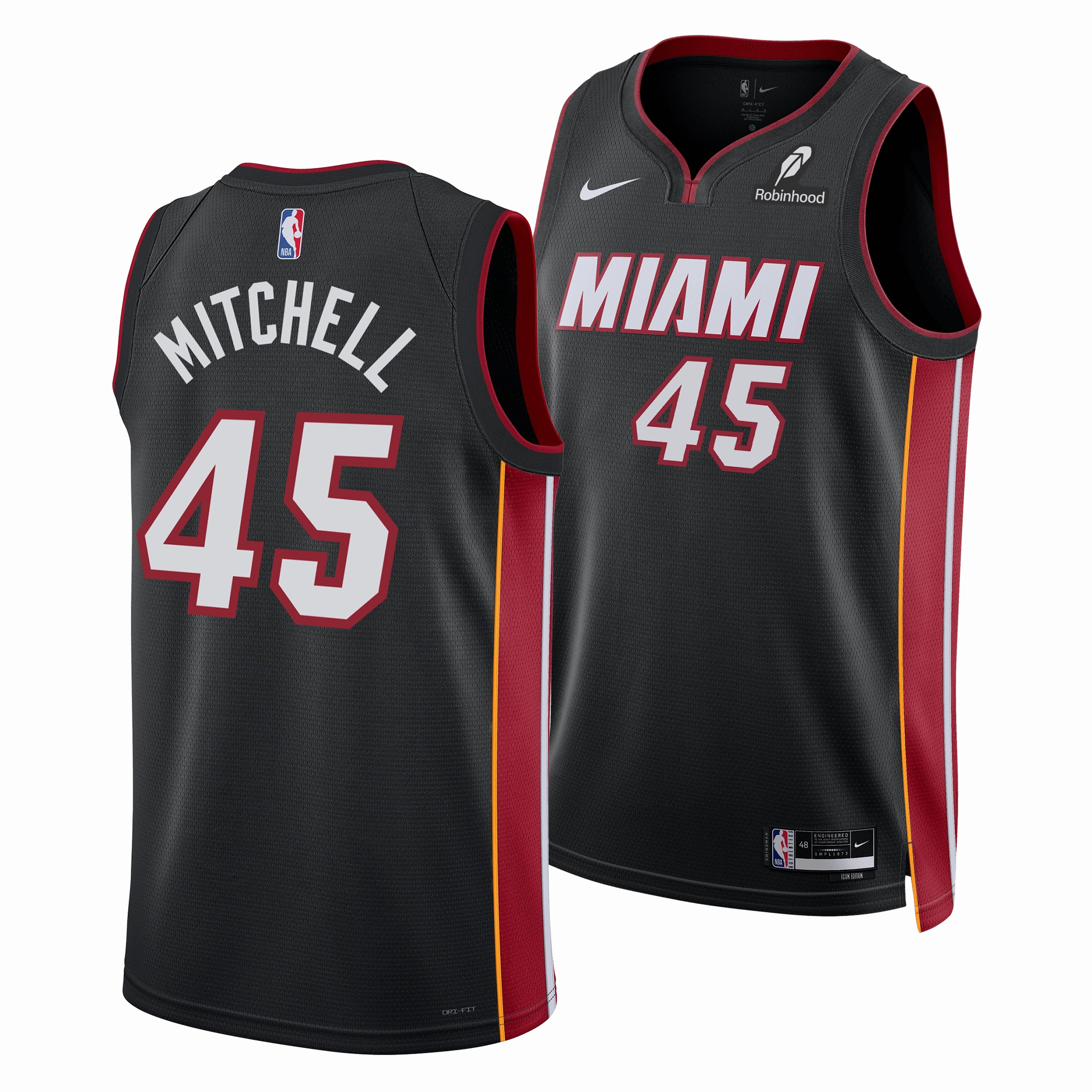 Davion Mitchell Nike Miami HEAT Icon Black Swingman Jersey