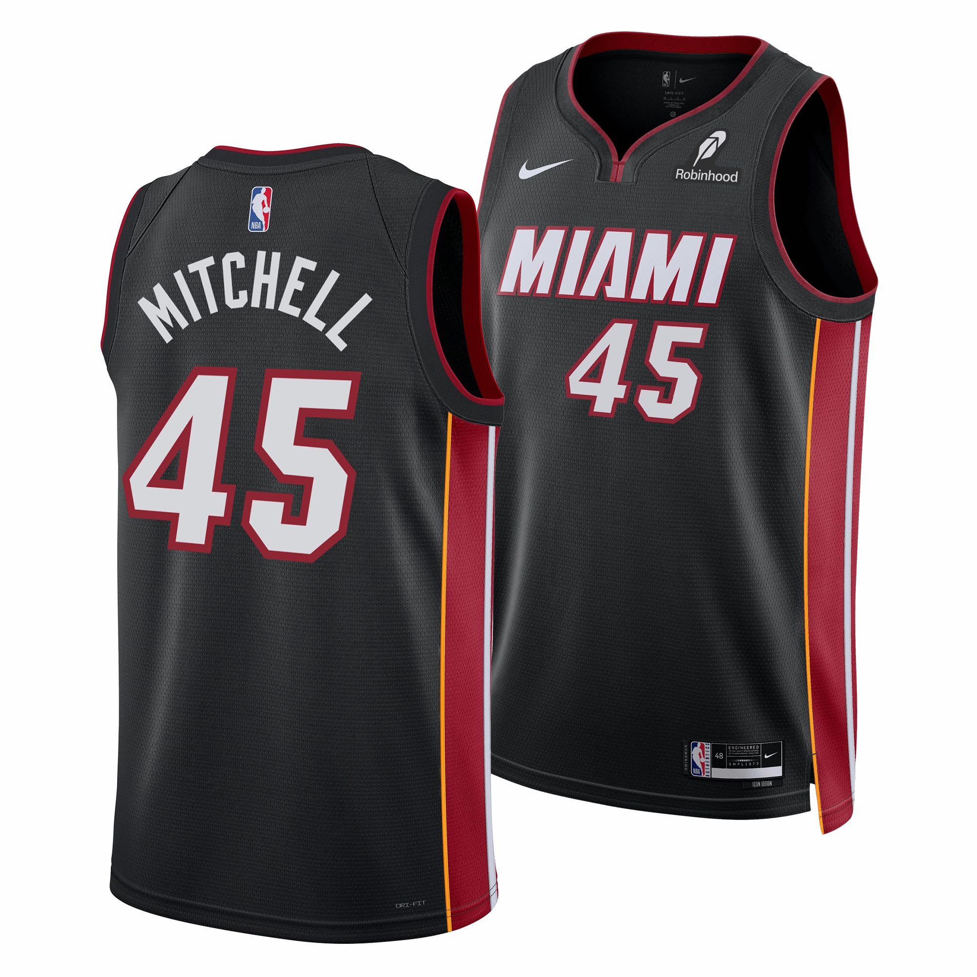 Davion Mitchell Nike Miami HEAT Icon Black Youth Swingman Jersey
