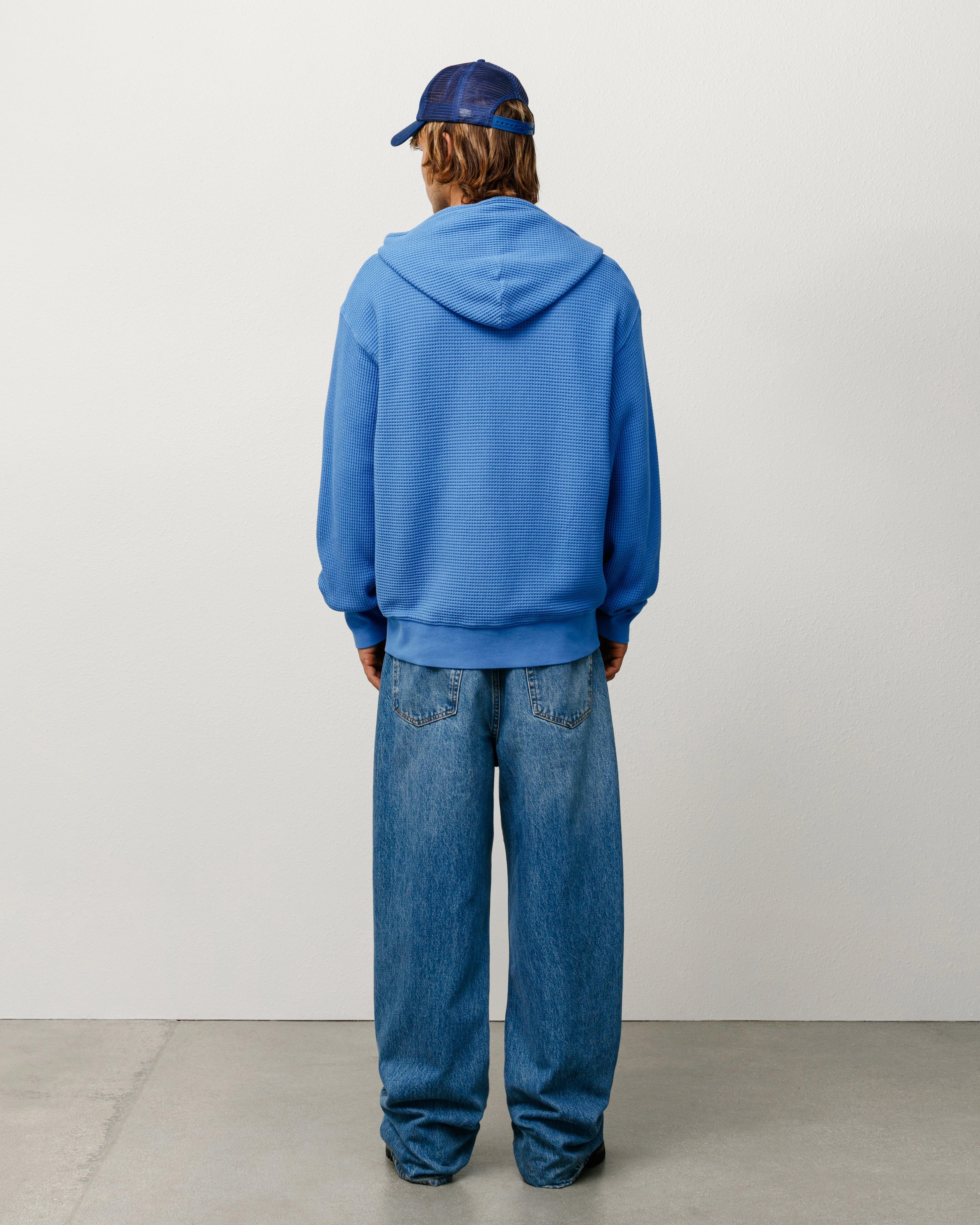 DOUBLE LAYER WAFFLE ZIP HOODIE