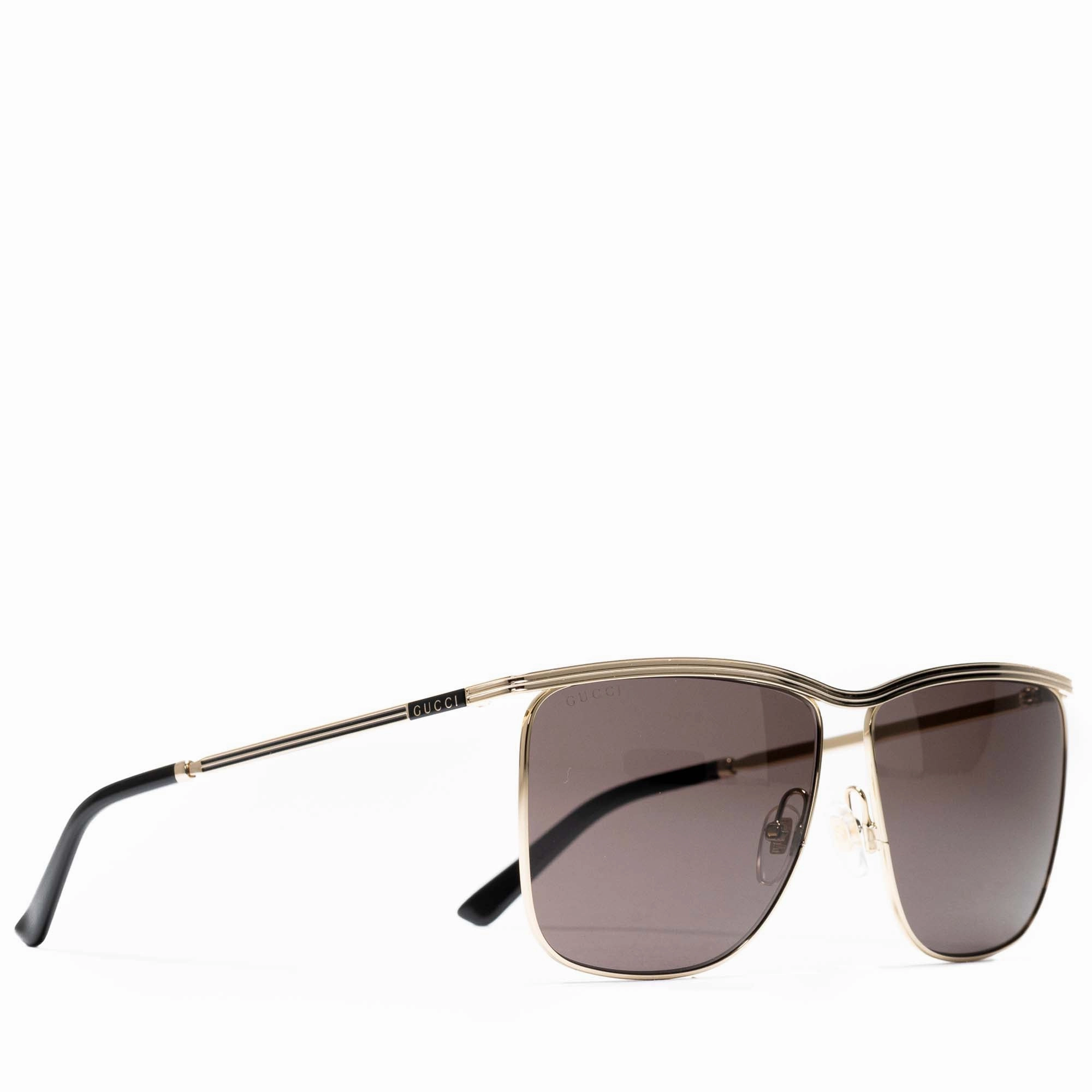 Gucci Rectangle Sunglasses - Gold/Grey