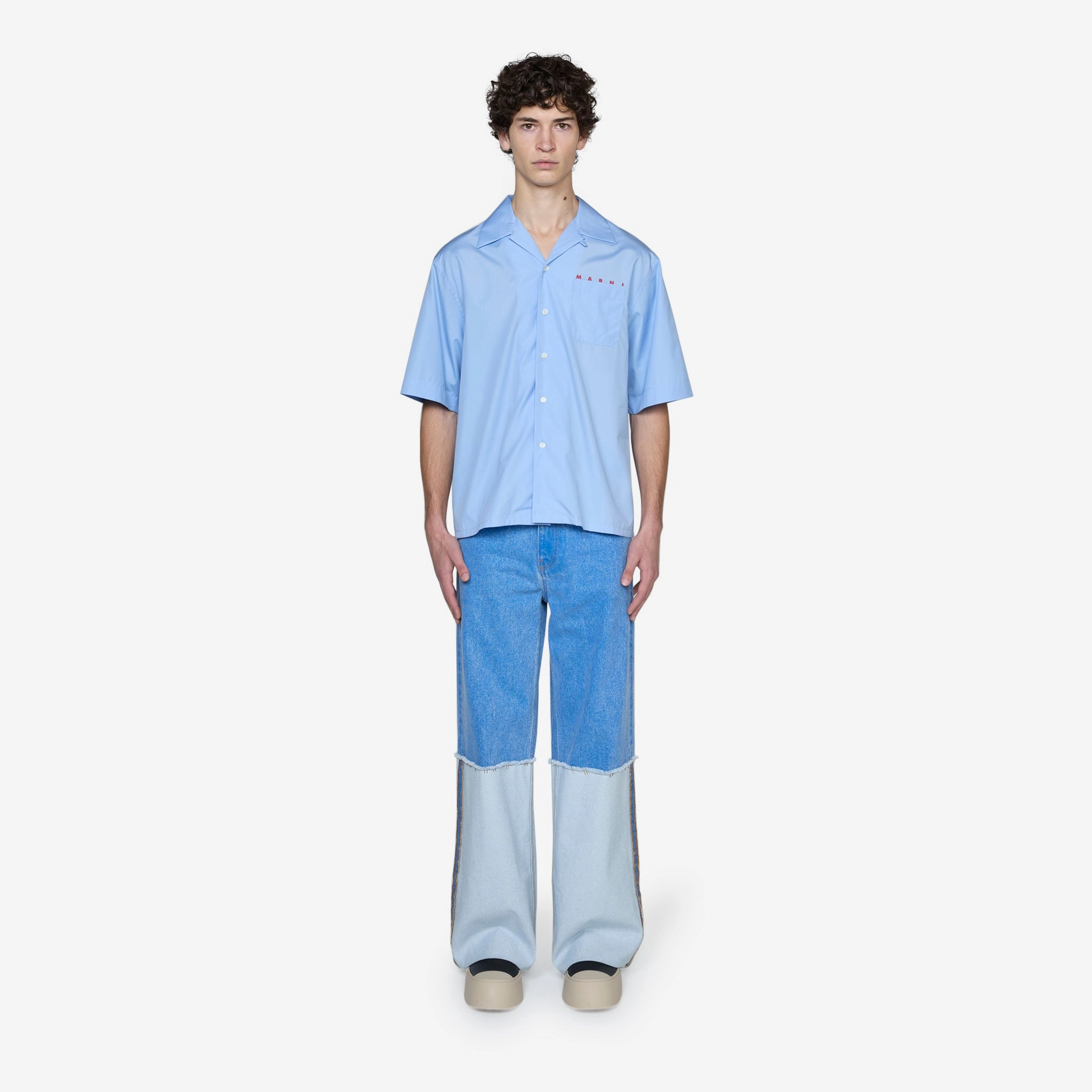 Hidden Logo Bowling Shirt Iris Blue