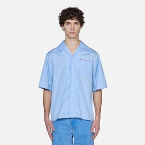Hidden Logo Bowling Shirt Iris Blue
