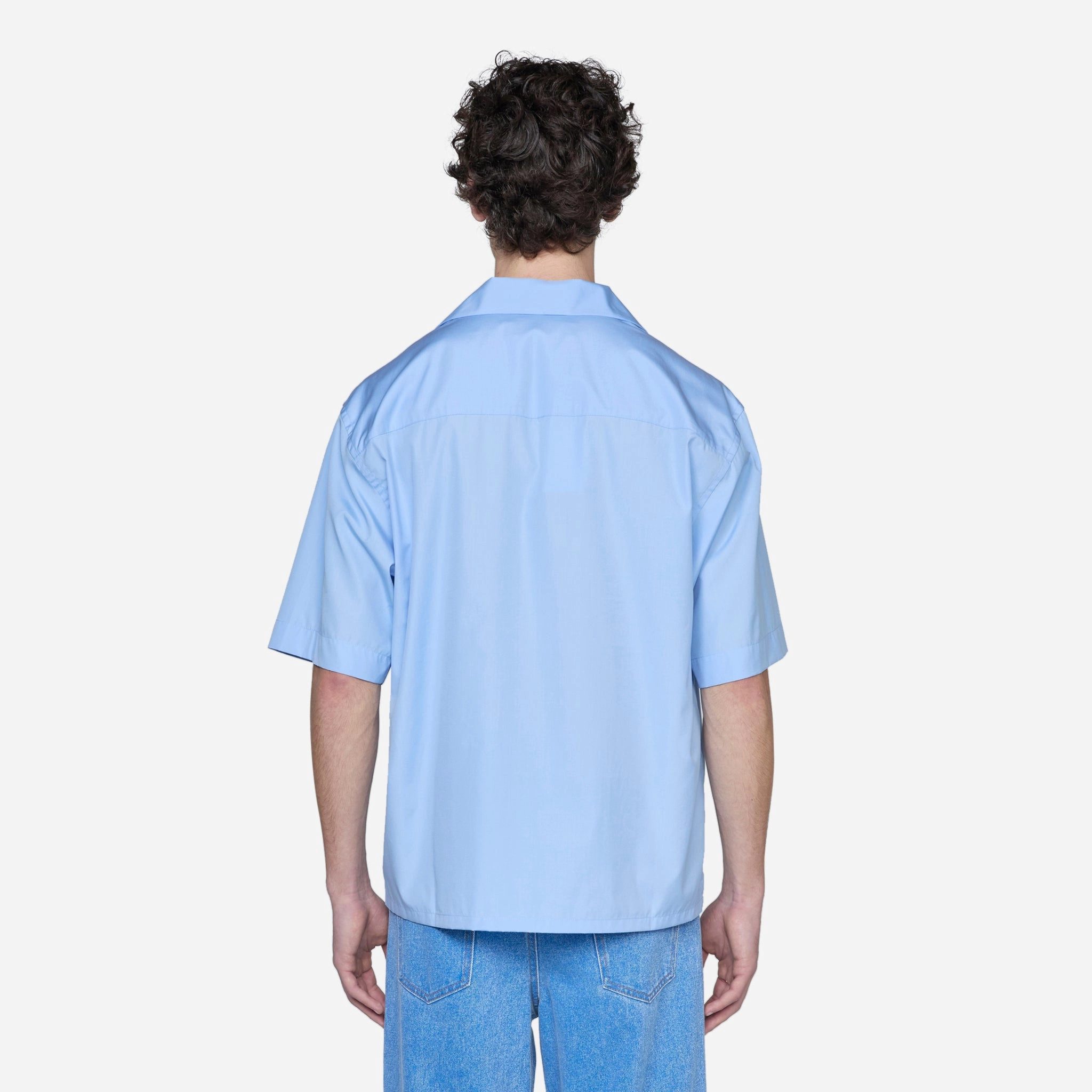 Hidden Logo Bowling Shirt Iris Blue