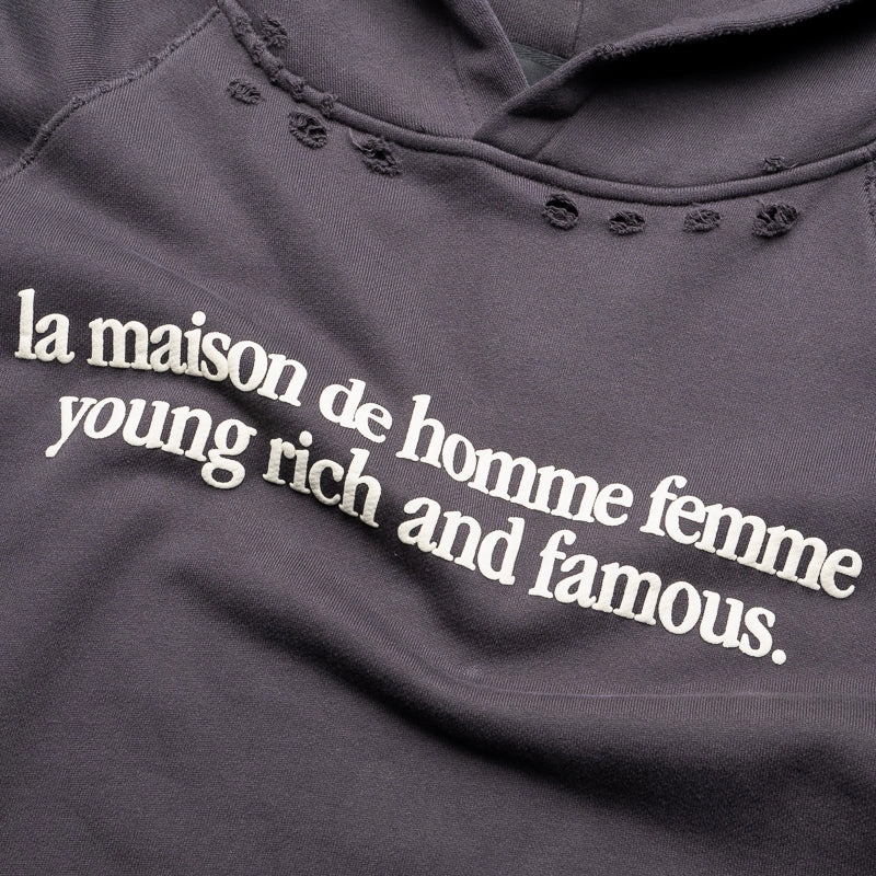 Homme Femme Destroyed Maison Hoodie - Black