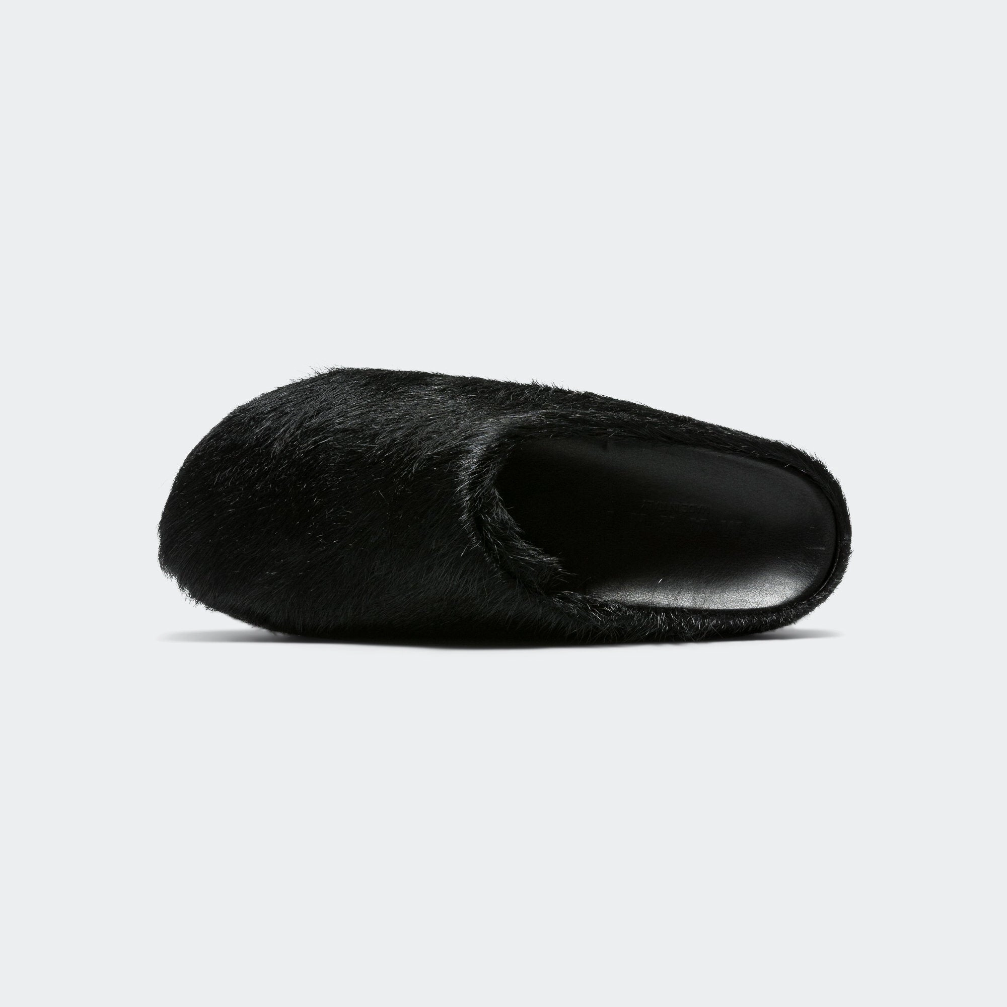 Long Hair Calfskin Fussbett Sabot - Black