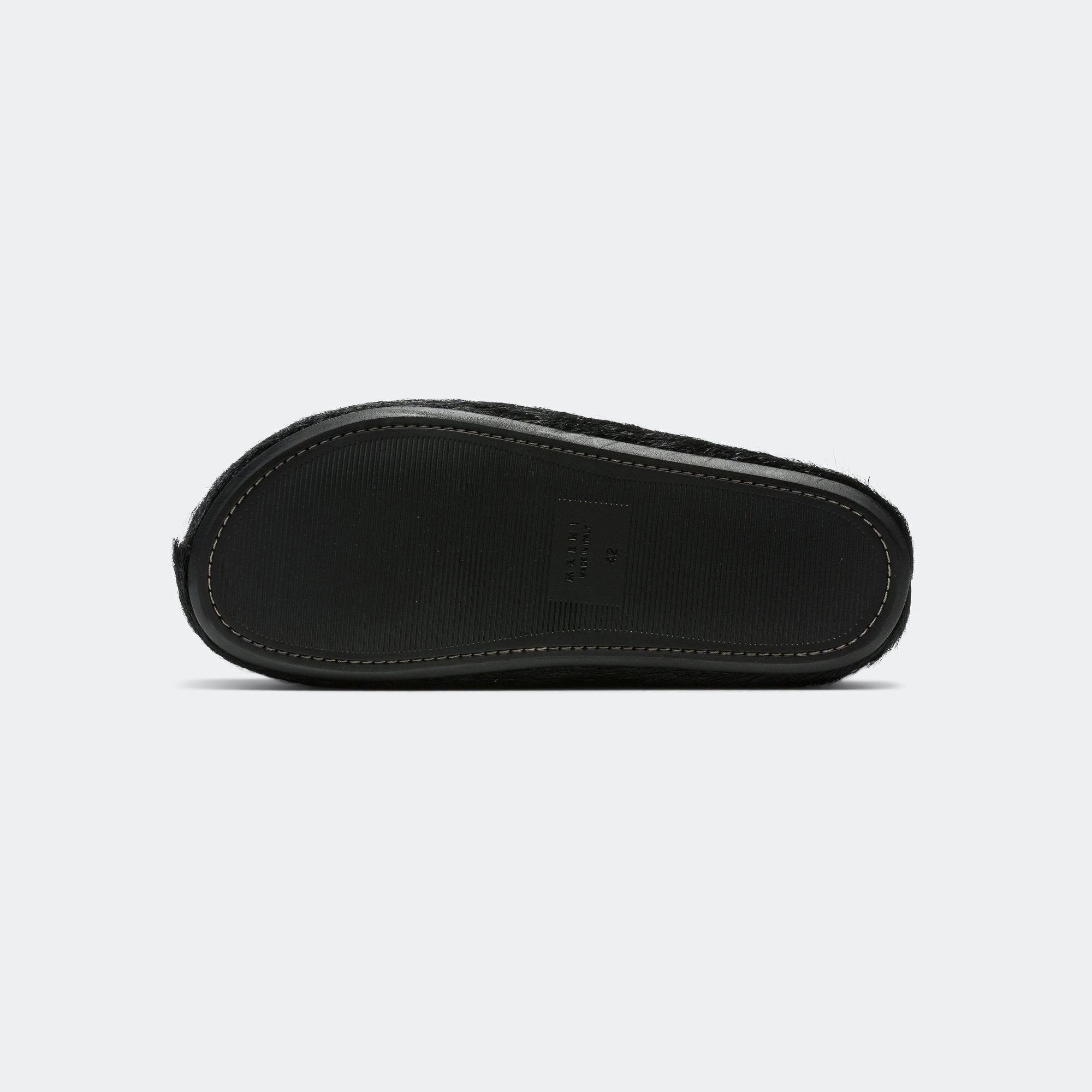 Long Hair Calfskin Fussbett Sabot - Black