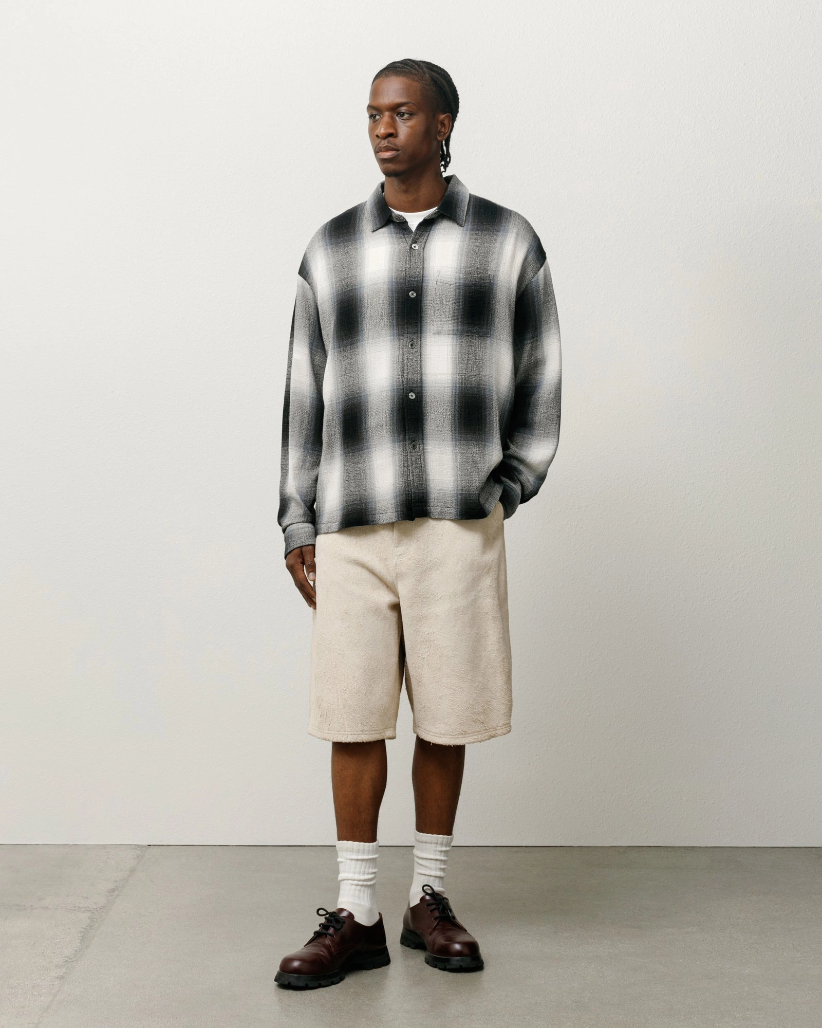 LOOSE WEAVE PLAID SHIRT