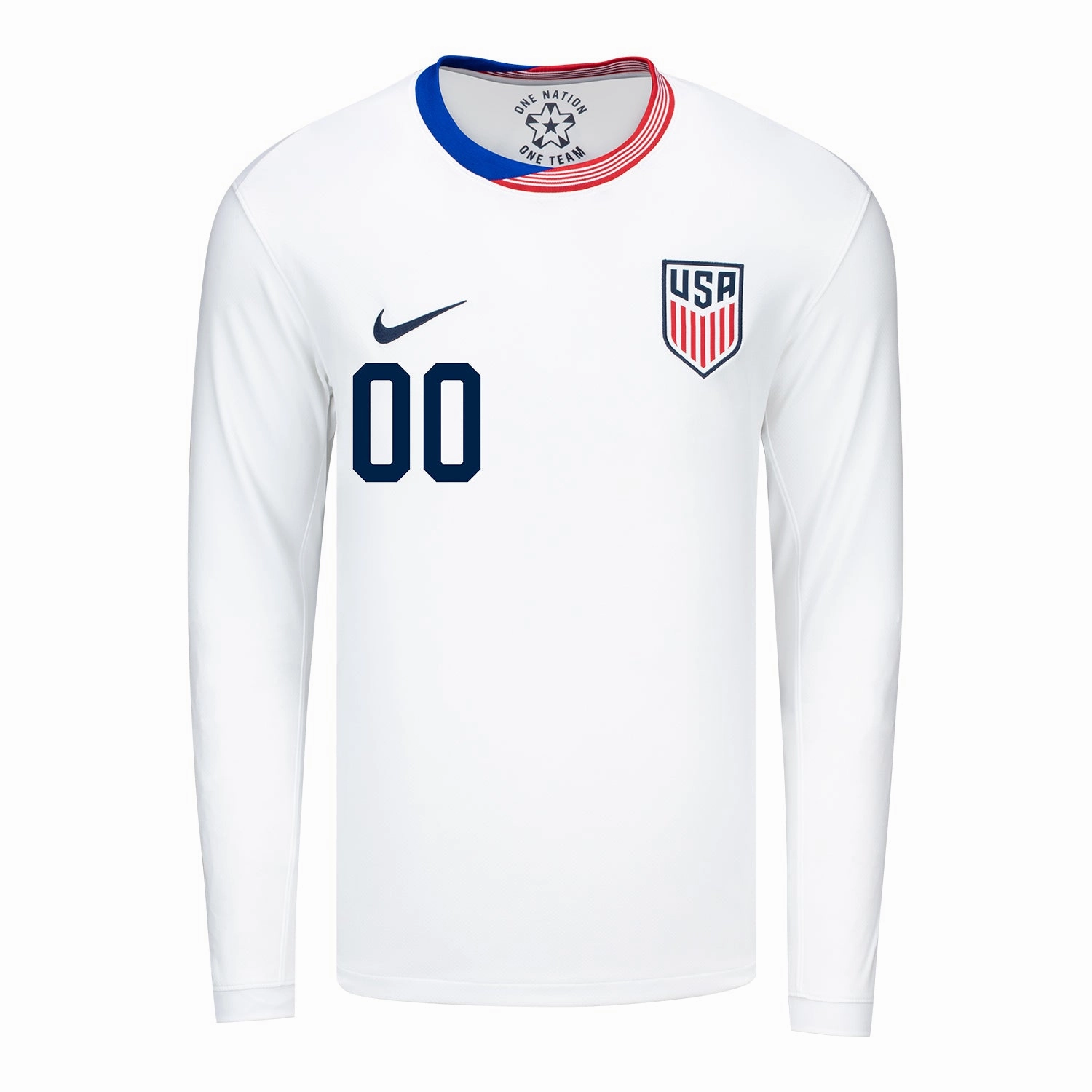 Men's Nike USMNT 2024 Personalized American Classic Home Stadium Long Sleeve Jersey