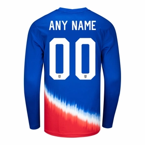 Men's Nike USMNT 2024 Personalized American Icon Away Stadium Long Sleeve Jersey