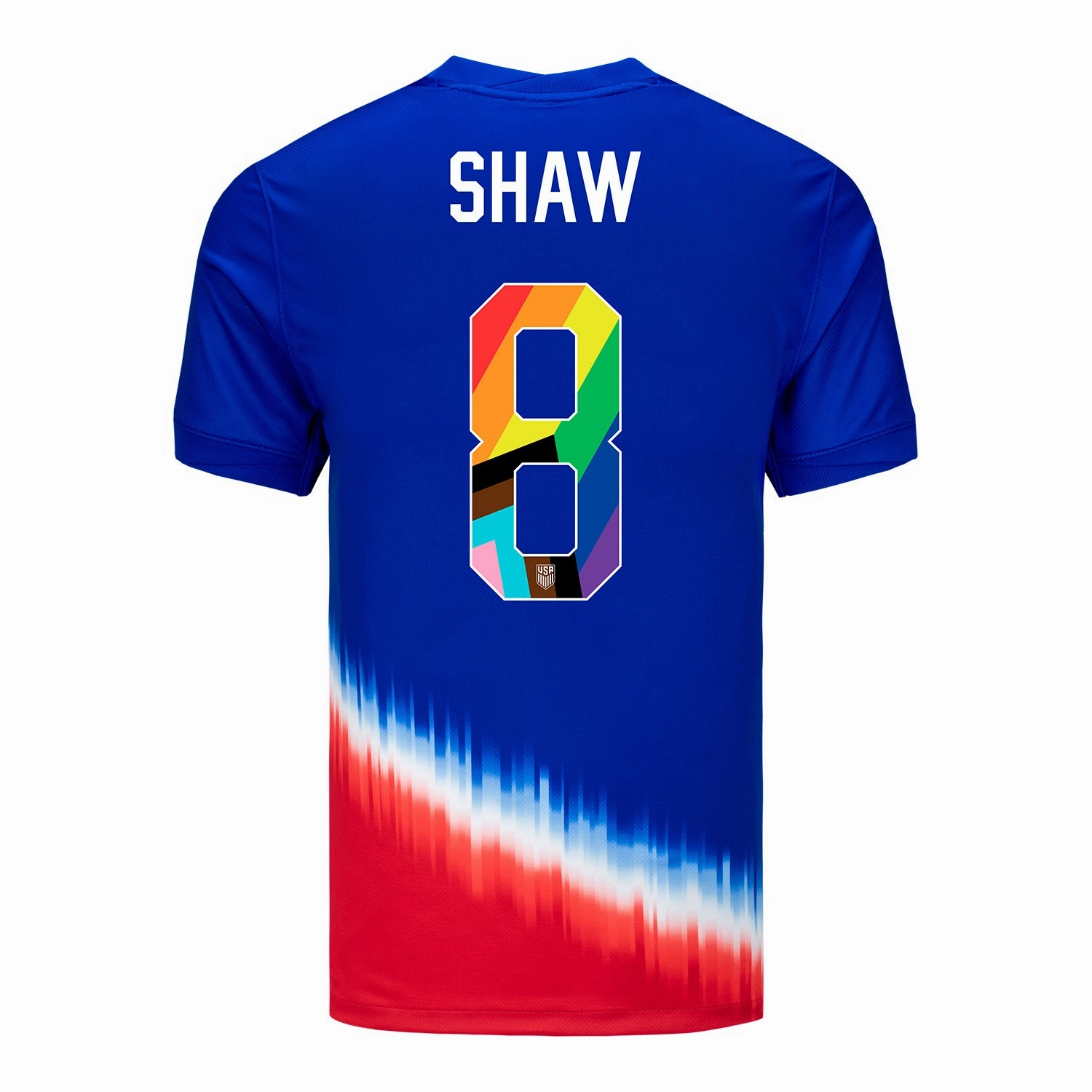 Men's Nike USWNT 2024 Pride-Themed Away Shaw 8 Stadium Jersey