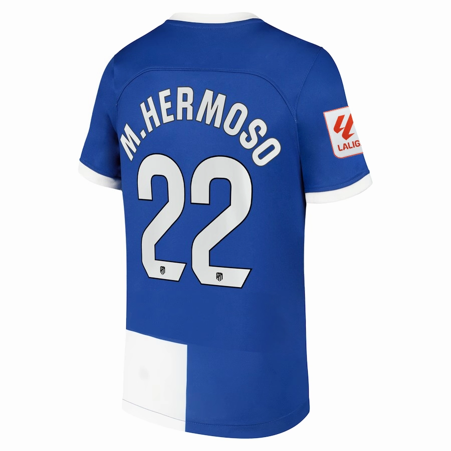 Nike Atletico Madrid Mario Hermoso Away Jersey w/ La Liga Patch 23/24 (Old Royal/White)