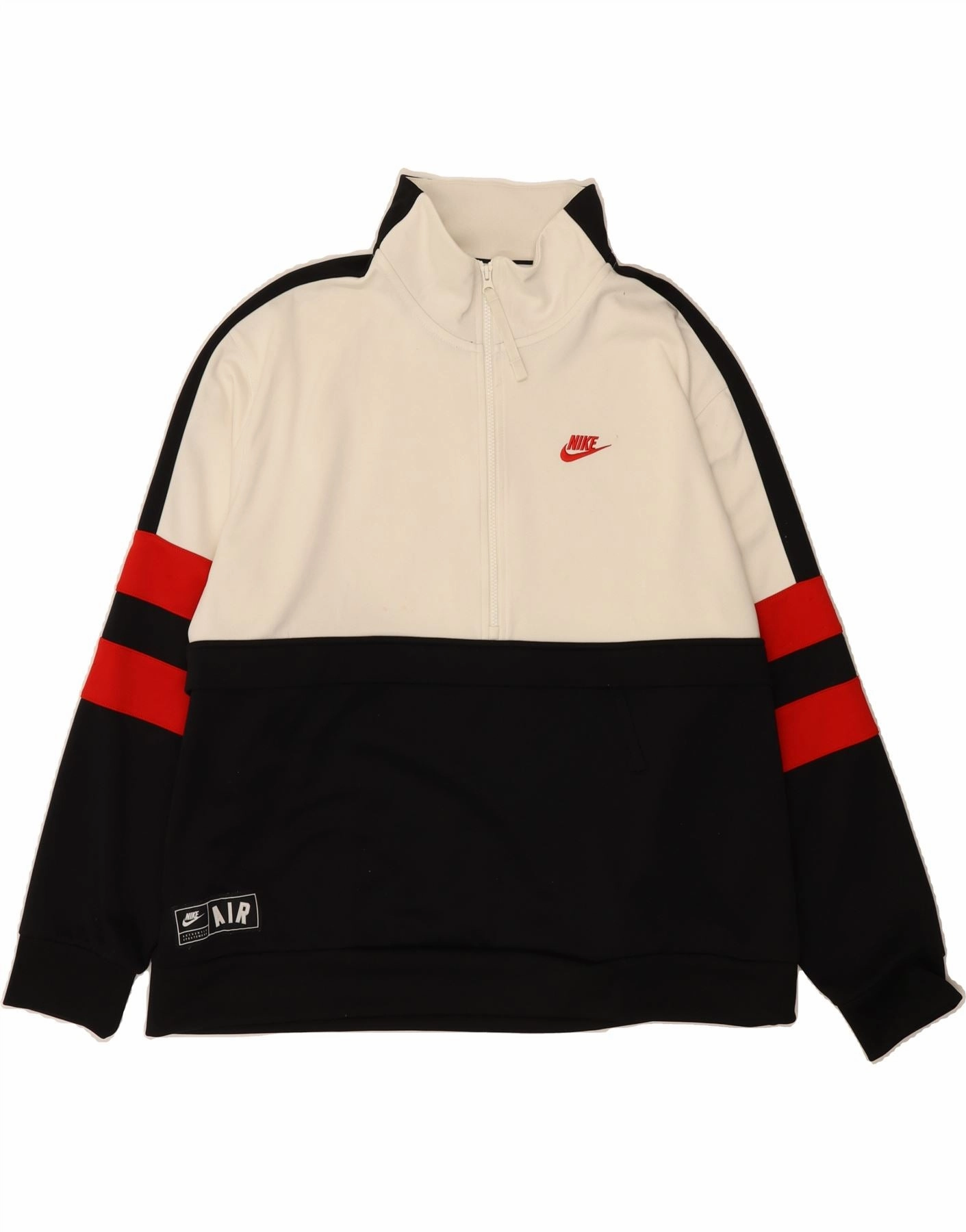 NIKE Mens Zip Neck Sweatshirt Jumper 2XL Black Colourblock Polyester