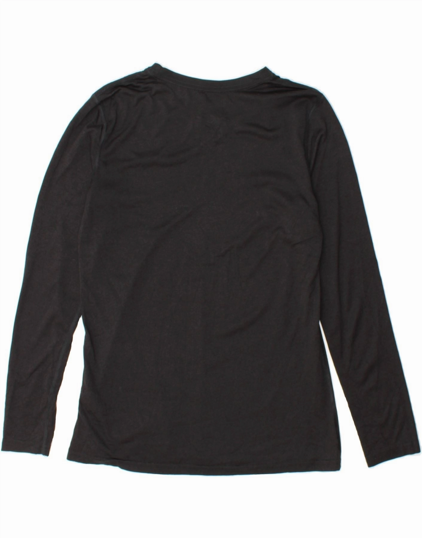 NIKE Womens Dri Fit Regular Fit Top Long Sleeve UK 12 Medium Black