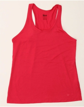 NIKE Womens Dri Fit Regular Fit Vest Top UK 14 Large Pink Cotton