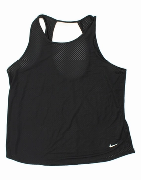 NIKE Womens Dri Fit Vest Top UK 16 Large Black Polyester