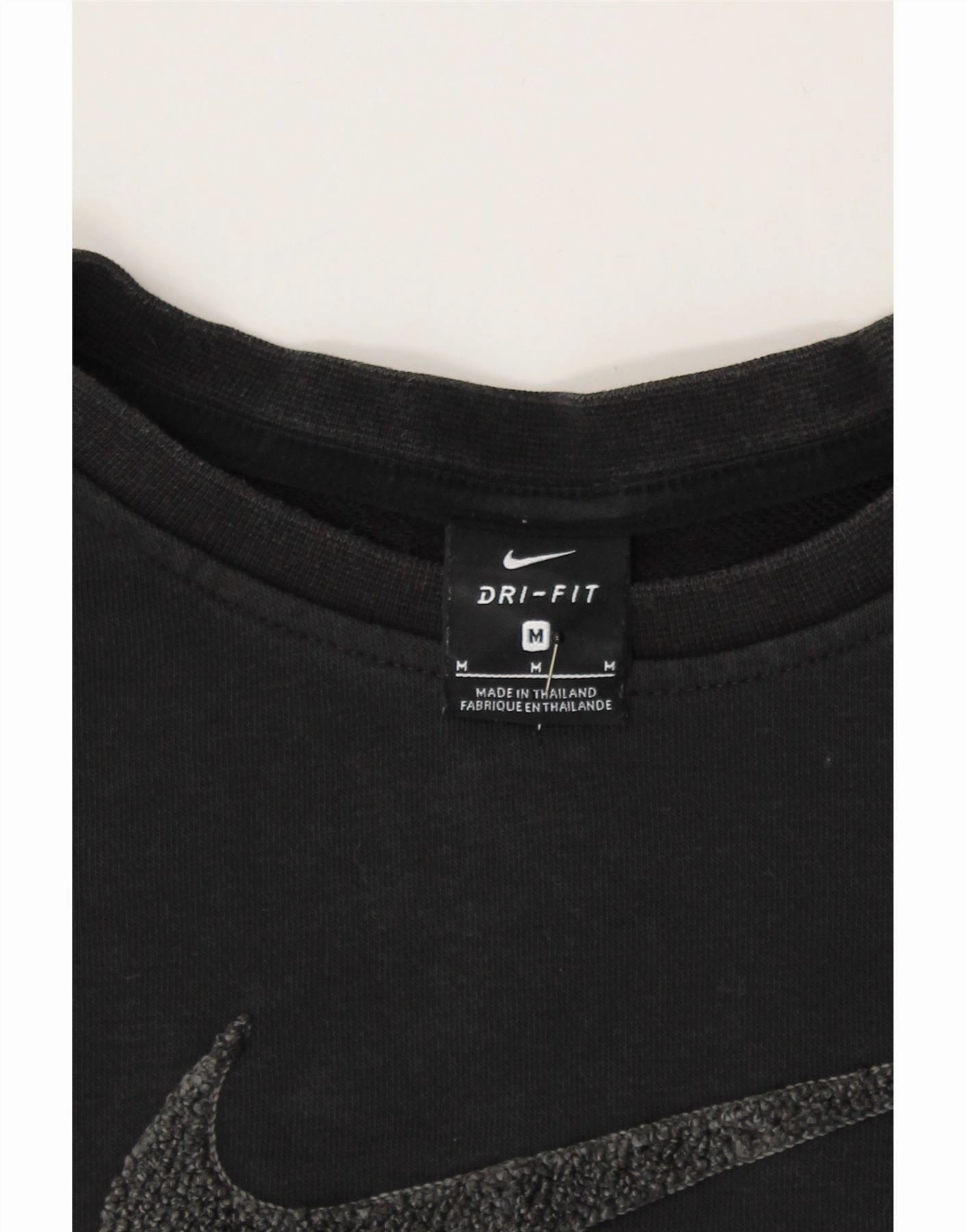 NIKE Womens Oversized Graphic Crop Sweatshirt Jumper UK 14 Medium Black
