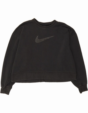 NIKE Womens Oversized Graphic Crop Sweatshirt Jumper UK 14 Medium Black
