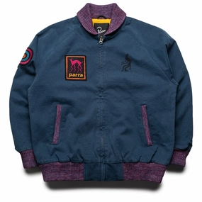 Parra Skull Stalker Varsity Jacket - Washed Blue