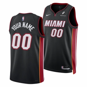 Personalized Nike Miami HEAT Icon Black Youth Swingman Jersey