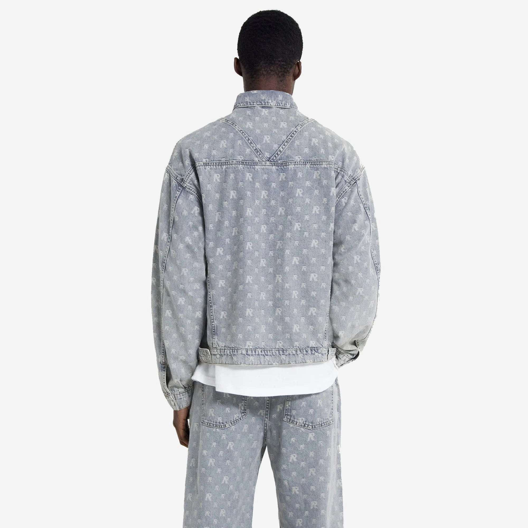 Represent | R4 MONOGRAM DENIM JACKET  { STONE WASH