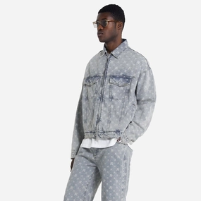 Represent | R4 MONOGRAM DENIM JACKET  { STONE WASH