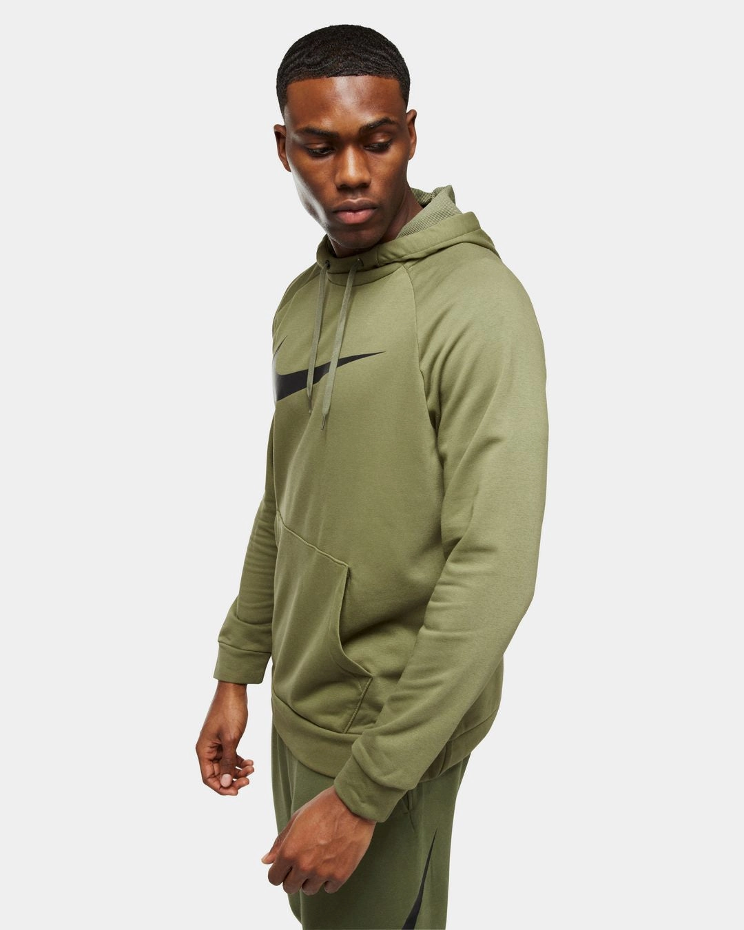 Sweat a capuche Nike Dry Graphic - Kaki/Noir