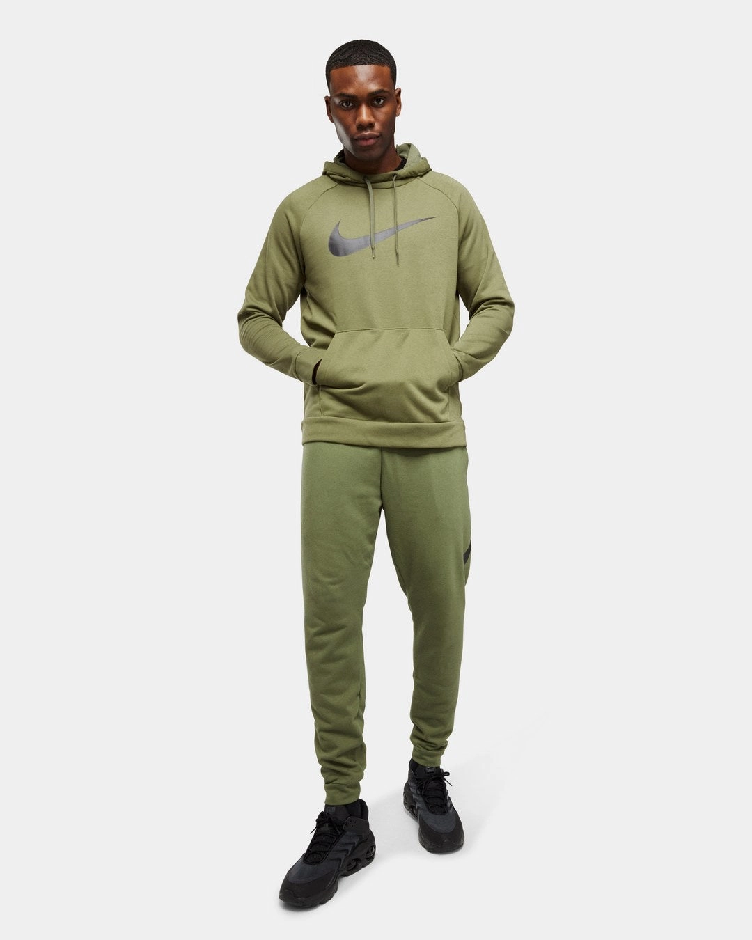 Sweat a capuche Nike Dry Graphic - Kaki/Noir
