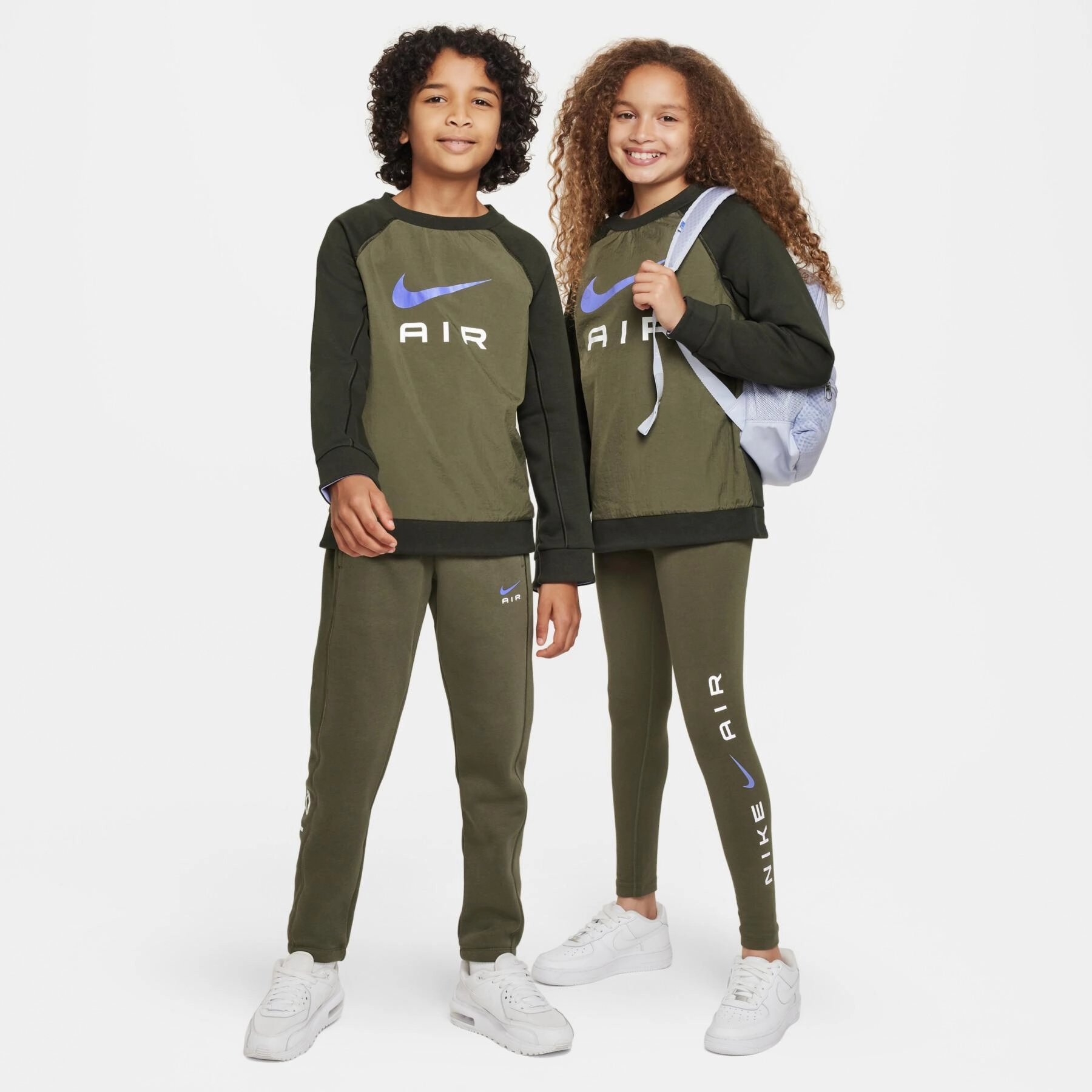 Sweat Nike Air Junior - Kaki/Blanc/Violet