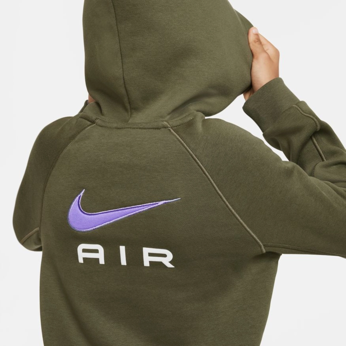 Sweat à Capuche Nike Air Junior - Kaki/Violet/Blanc