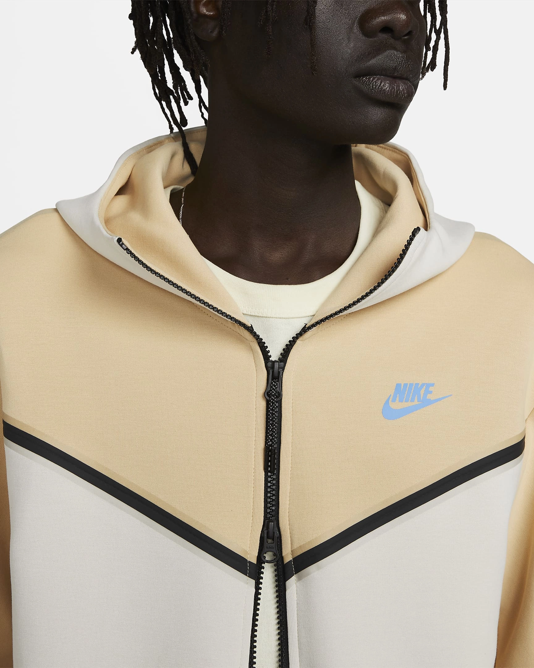 Veste à capuche Nike Tech Fleece - Beige/Blanc/Bleu