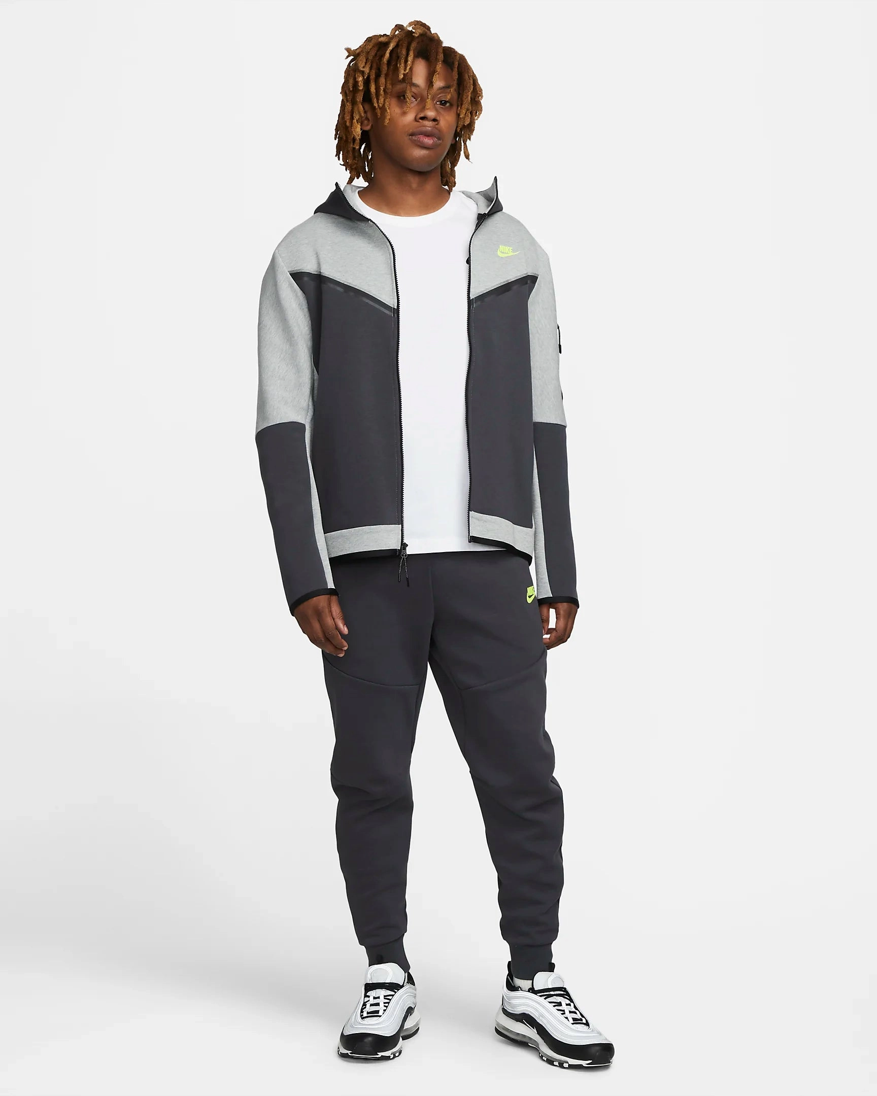 Veste à capuche Nike Tech Fleece - Gris/Vert