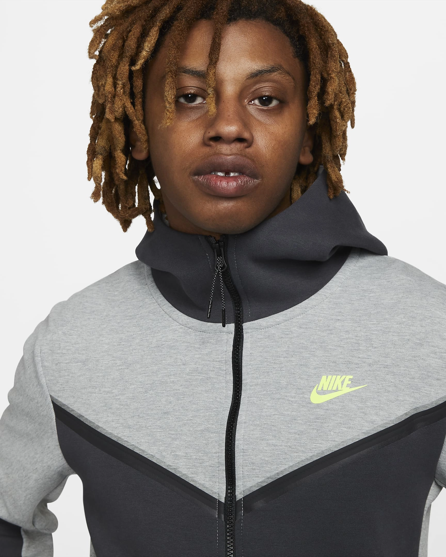 Veste à capuche Nike Tech Fleece - Gris/Vert