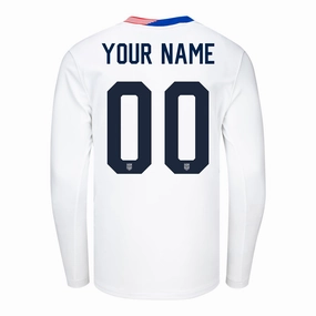 Youth Nike USMNT 2024 Personalized American Classic Home Stadium Long Sleeve Jersey